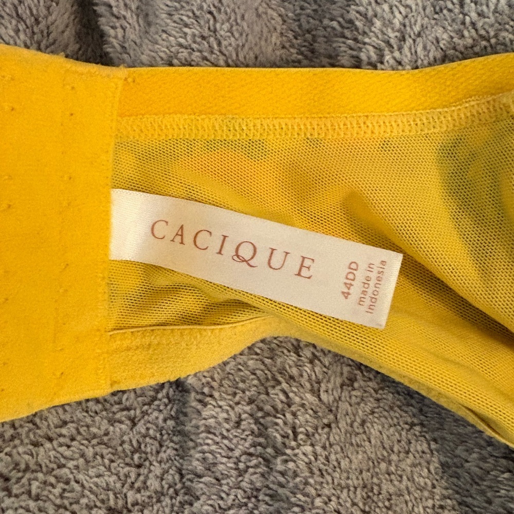 Cacique Yellow Bra 44DD Floral Underwire Adjustable Straps - Picture 10 of 10